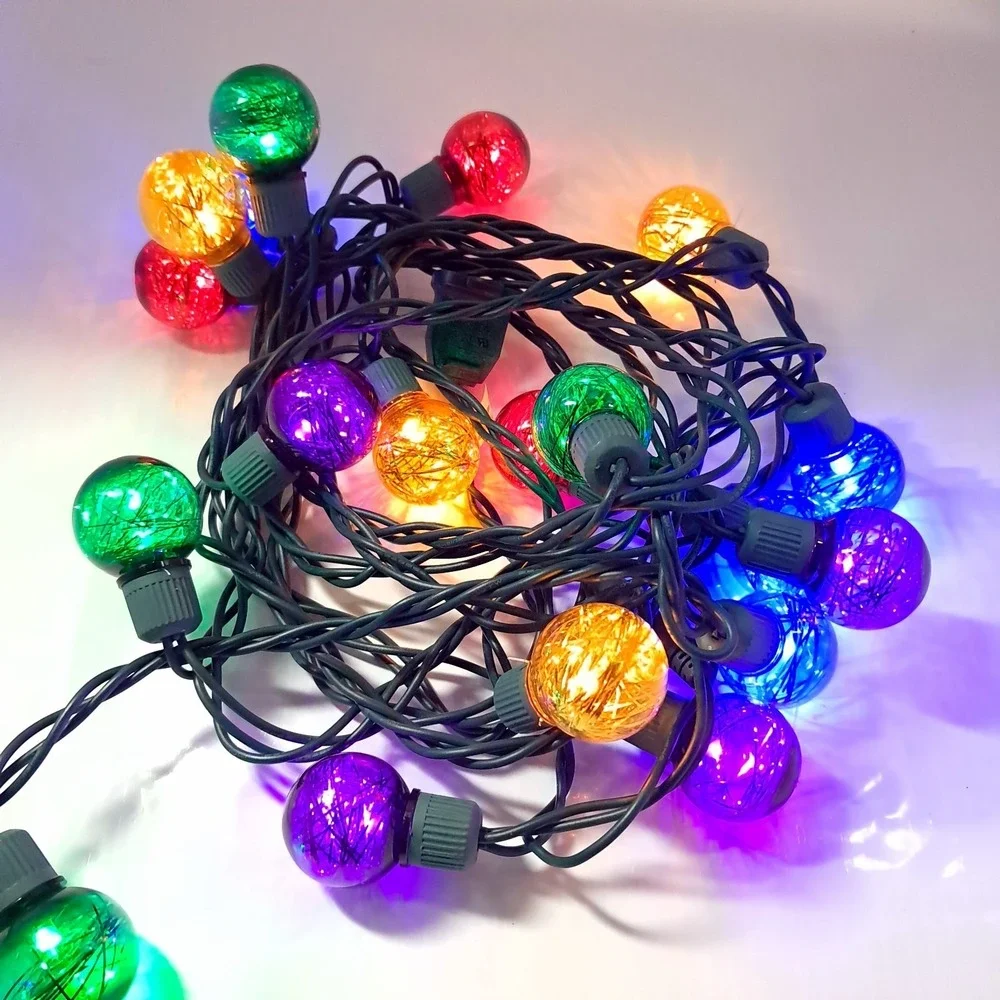 Tinsel Globe LED 25 String Light Set Multicolor Christmas round Brillarlights